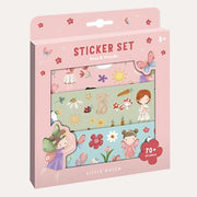 Pink packaging for the Little Dutch Sticker Set Rosa & Friends, showing illustrated sticker sheets.
