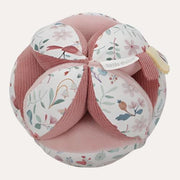 Little Dutch Fairy Garden sensory gripping ball with pink ribbed sections and floral panels.