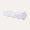 Clear plastic tube with white stripes on a white background