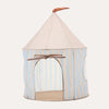 Children's play tent with striped design on a white background