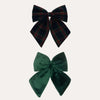 Tartan Agnes Bow Clips - Green