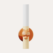 The Zoofamily Fox Zoo Light with a long white light tube, pale handle and fox detail mounted on a round orange holder.
