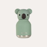 Asobu Mini Felix Bestie Water Bottle in pale green, with a koala-shaped lid, round ears and a dark oval nose.