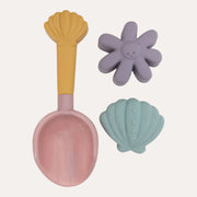 Little Dutch Dreamy Mermaid beach set with a pink spade, yellow shell-shaped handle and pastel sand moulds.
