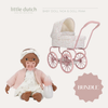 Baby doll and pram set with 'little dutch' branding on a white background
