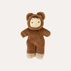 Brown plush toy with bear ears on a white background