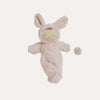 Plush toy resembling a baby in a bunny costume on a white background