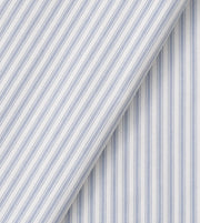 Close-up of Oliver Furniture Classic curtain fabric in Blue Striped, with blue and white stripes in soft folds.