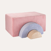 Wigiwama Pink Mousse Rainbow Playset with a pink block, a lilac arch and a beige semicircular centre.