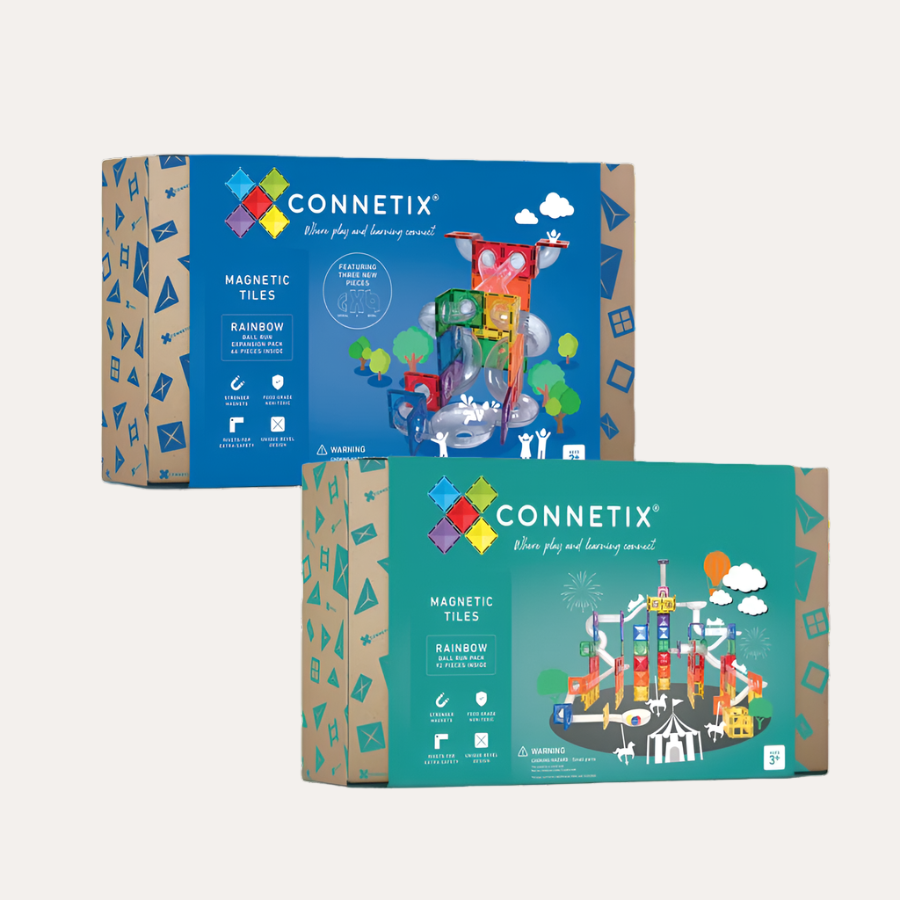Set Costruzioni Magnetiche CONNETIX Ball Run - 66 Pezzi Arcobaleno, Con Tubi Spirale, Ciotole Doppie, Sfere