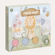 Little Dutch Safari Finger Paint Set box showing animal-shaped cards and pastel paint colours.