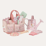 Little Dutch Fairy Garden gift set with a floral tool bag, pink watering can, hand tools and patterned gloves.