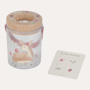 Little Dutch Fairy Garden insect jar with a deer illustration, pink handle, viewing lid and illustrated checklist card.