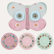 Little Dutch Fairy Garden Story Viewer shaped like a pink and blue butterfly, with circular picture discs below.