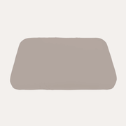Sebra Jetty Beige baby jersey sheet shown fitted over a rectangular mattress with rounded corners.
