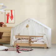 Children's Oak House Bed by Oliver Furniture featuring a canopy over a childs junior bed