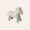 Striped horse plush toy on a white background.