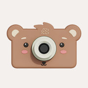 The Zoofamily Bear Zoo Friends digital camera with a brown bear-face cover, rounded ears and white lens surround.
