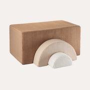 Wigiwama Toffee Rainbow Playset with a brown ribbed block, beige arch and cream semicircular centre.