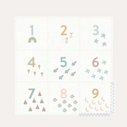 Play & Go Tiloo Numbers puzzle playmat laid flat with numbers one to nine and matching groups of small illustrations.