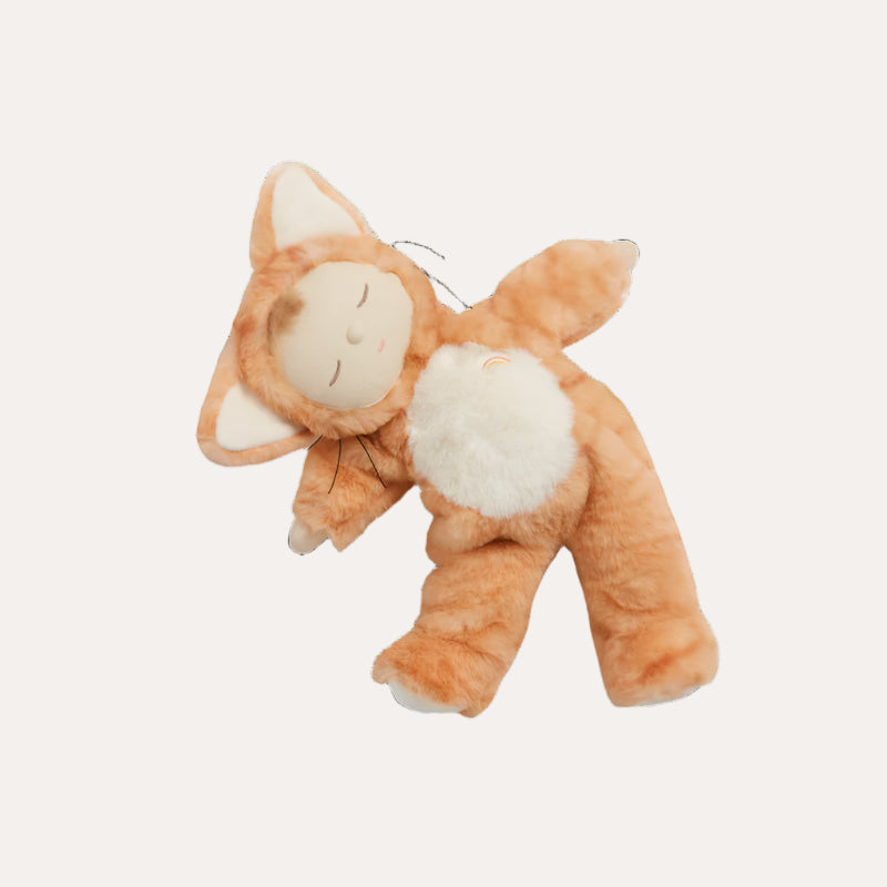 Plush toy fox on a white background