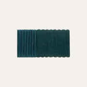 Mimi & Lula green assorted mini pony elastics arranged in a row with smooth and ribbed textures visible.