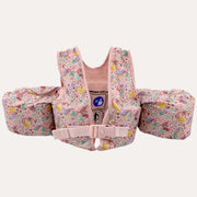 Rear view of Little Dutch Dreamy Mermaid Paddle Pal with pink patterned arm sections and an adjustable buckle strap.