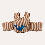 Front view of Little Dutch Ocean World Paddle Pal with striped arm sections and a blue whale on the chest panel.